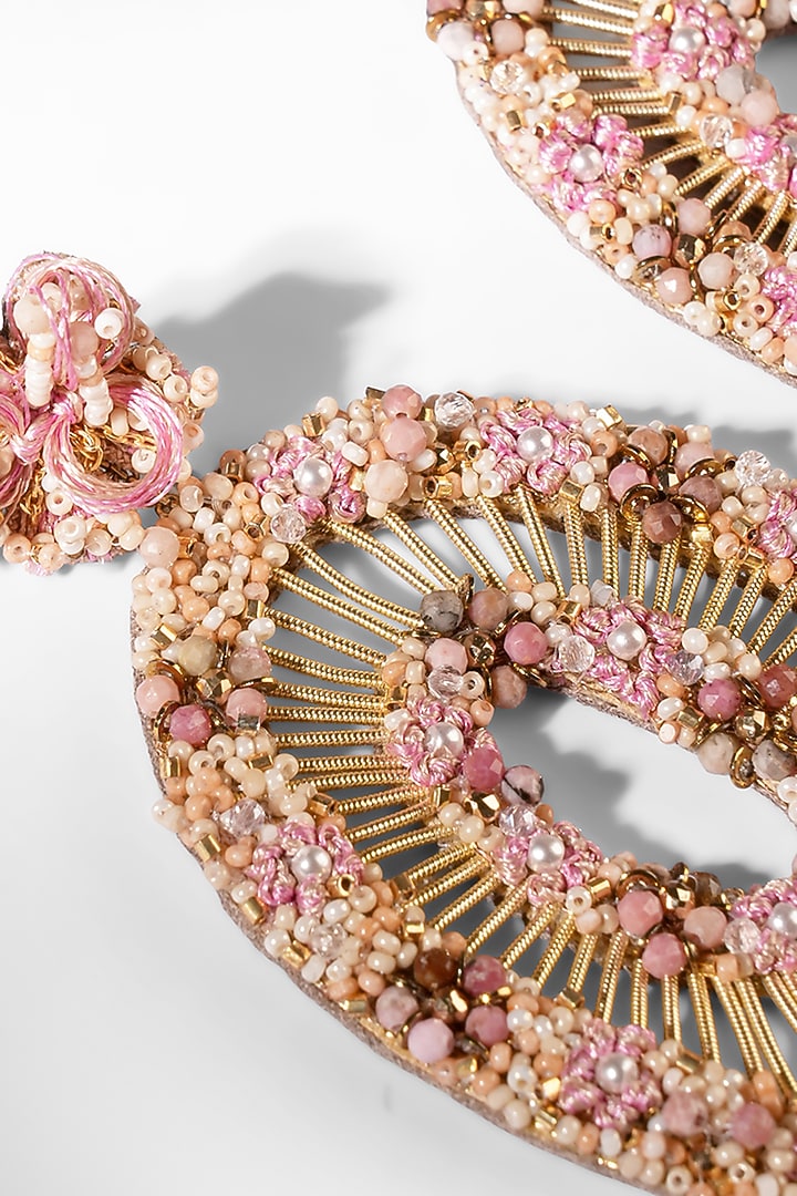 Pink Glass Beaded Dangler Earrings by Deepa Gurnani at Pernia's Pop Up Shop