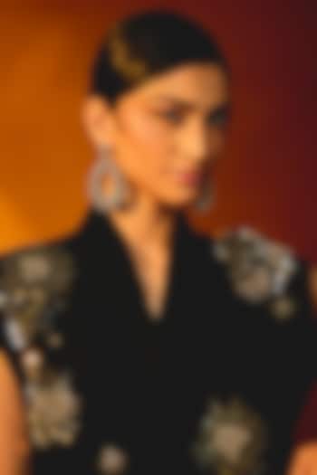 Gunmetal Swarovski Crystal Dangler Earrings by Deepa Gurnani at Pernia's Pop Up Shop