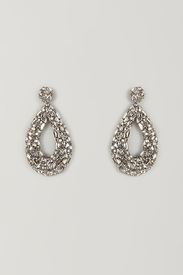 Gunmetal Swarovski Crystal Dangler Earrings by Deepa Gurnani at Pernia's Pop Up Shop