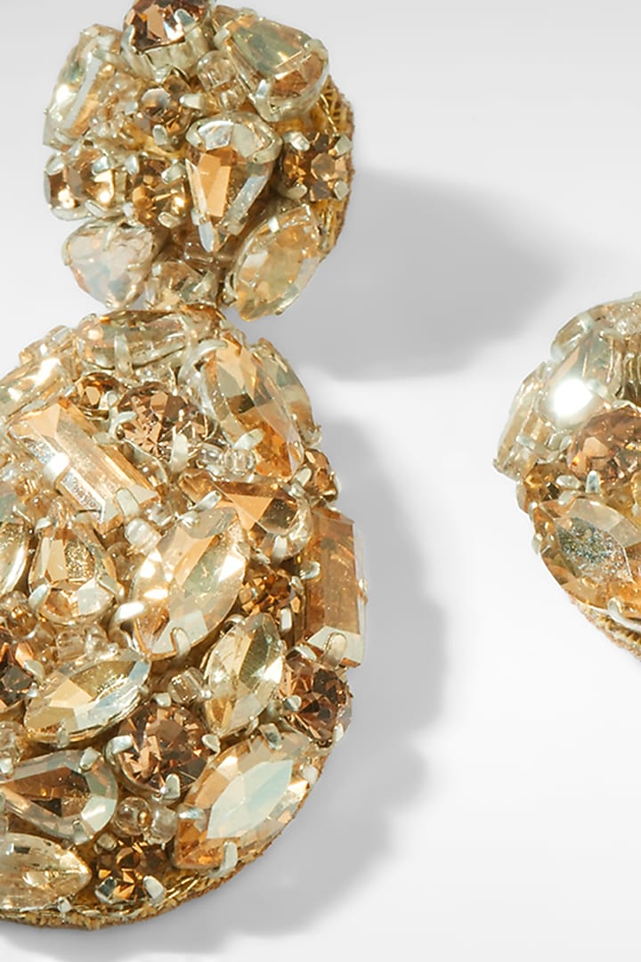 Gold Glass Stone & Beaded Dangler Earrings by Deepa Gurnani at Pernia's Pop Up Shop