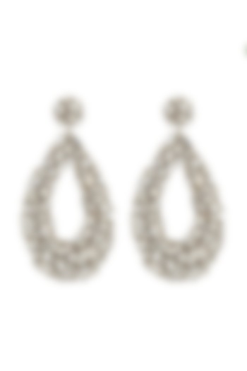 Silver Glass Stone & Beaded Dangler Earrings by Deepa Gurnani at Pernia's Pop Up Shop