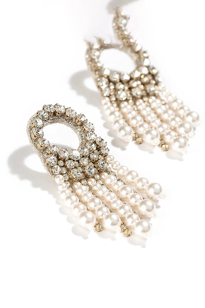Ivory Glass Stone & Pearl Dangler Earrings by Deepa Gurnani at Pernia's Pop Up Shop
