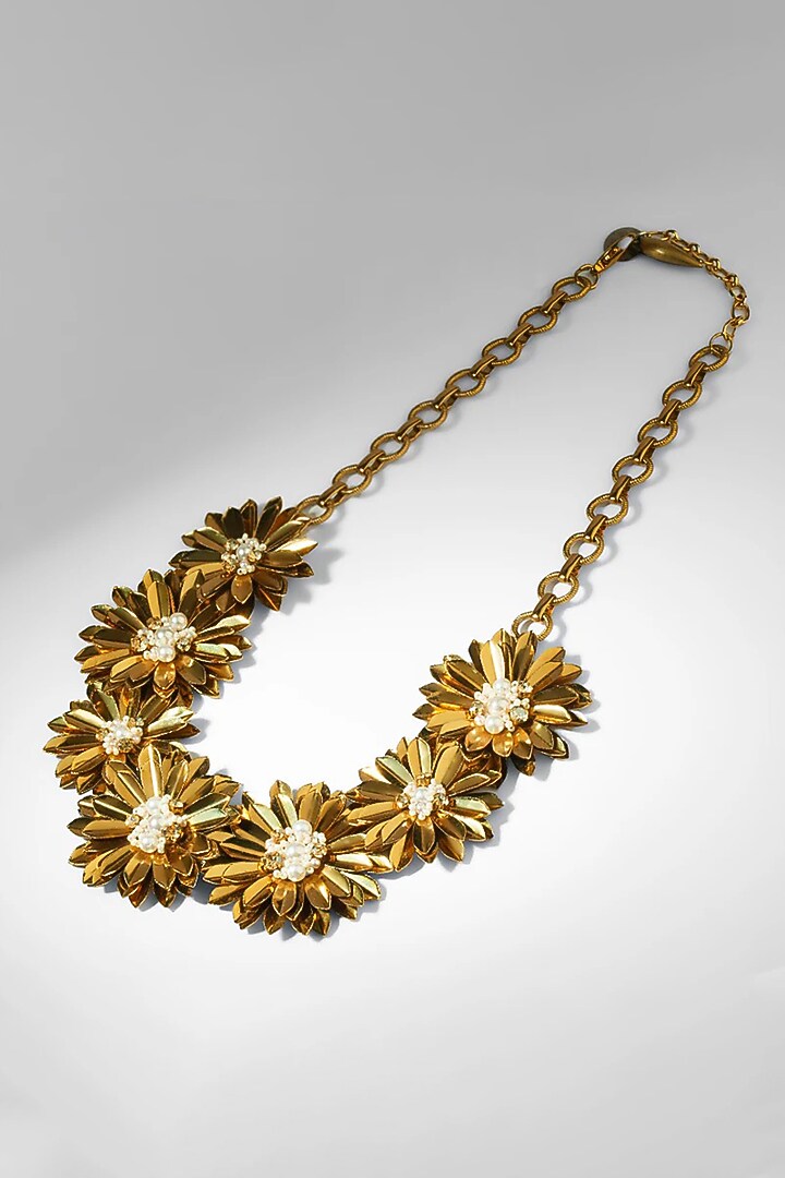 Gold Glass Beaded Necklace by Deepa Gurnani at Pernia's Pop Up Shop