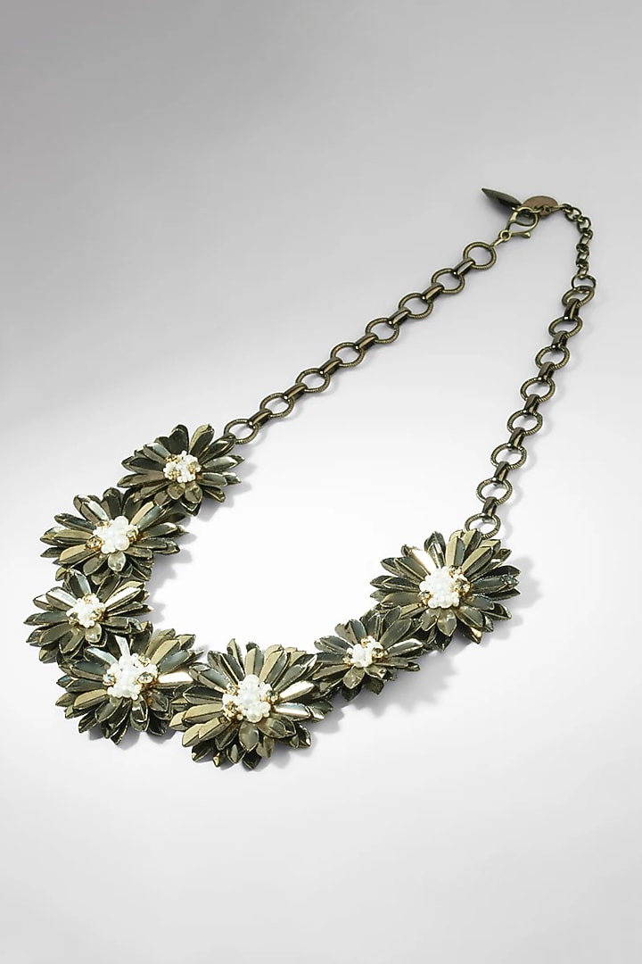 Gunmetal Glass Beaded Necklace by Deepa Gurnani at Pernia's Pop Up Shop