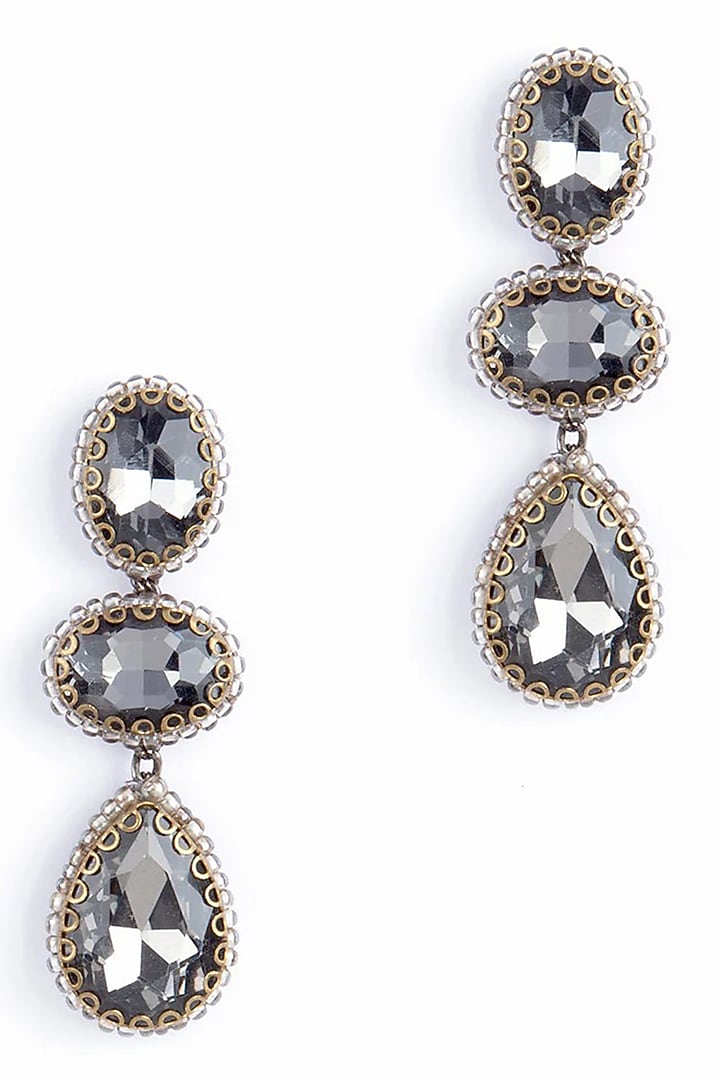 Gunmetal Glass Crystal Dangler Earrings by Deepa Gurnani at Pernia's Pop Up Shop