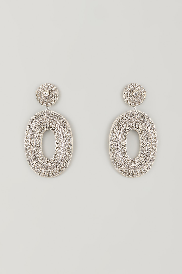 Silver Glass Beaded Dangler Earrings by Deepa Gurnani at Pernia's Pop Up Shop