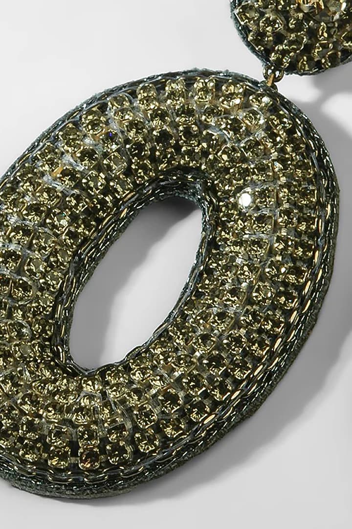 Gunmetal Glass Stone & Glass Beaded Dangler Earrings by Deepa Gurnani at Pernia's Pop Up Shop