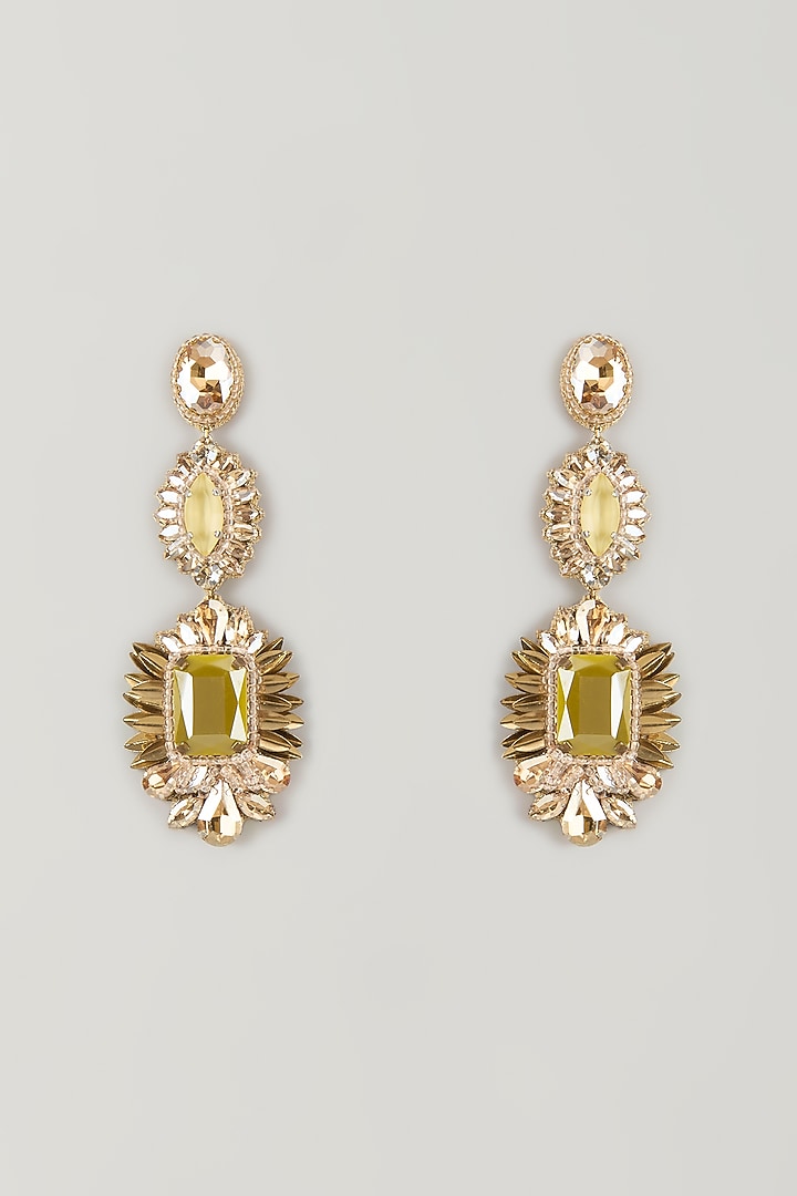 Yellow Glass Crystal Dangler Earrings by Deepa Gurnani at Pernia's Pop Up Shop