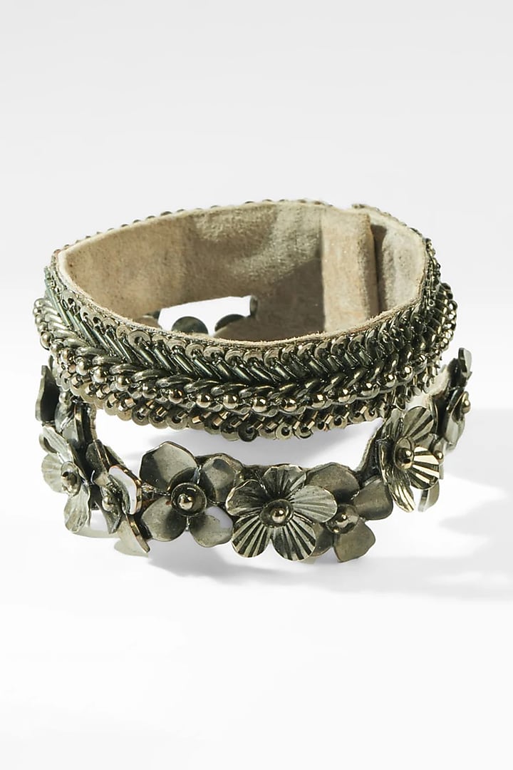 Gunmetal Glass Beaded Bracelet by Deepa Gurnani at Pernia's Pop Up Shop