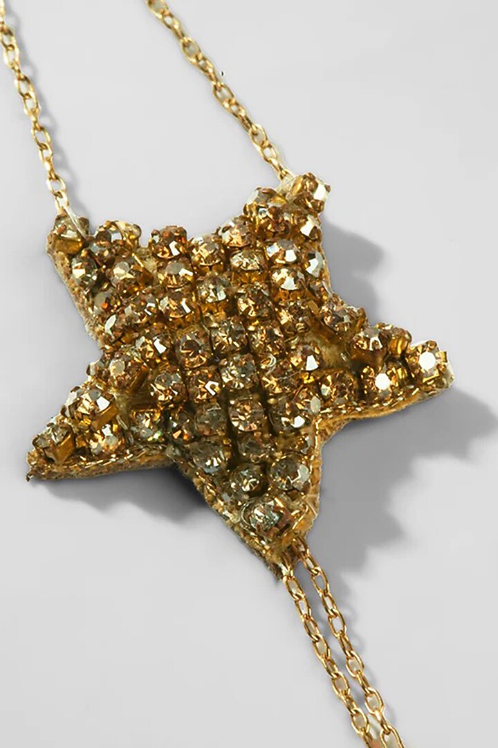 Gold Glass Beaded Hathphool by Deepa Gurnani at Pernia's Pop Up Shop