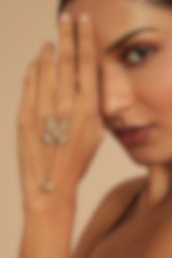 Gold Glass Beaded Hathphool by Deepa Gurnani at Pernia's Pop Up Shop