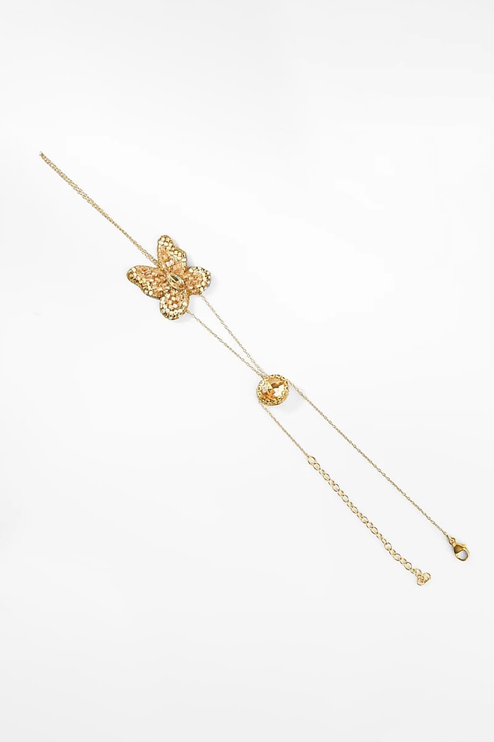 Gold Glass Beaded Hathphool by Deepa Gurnani at Pernia's Pop Up Shop