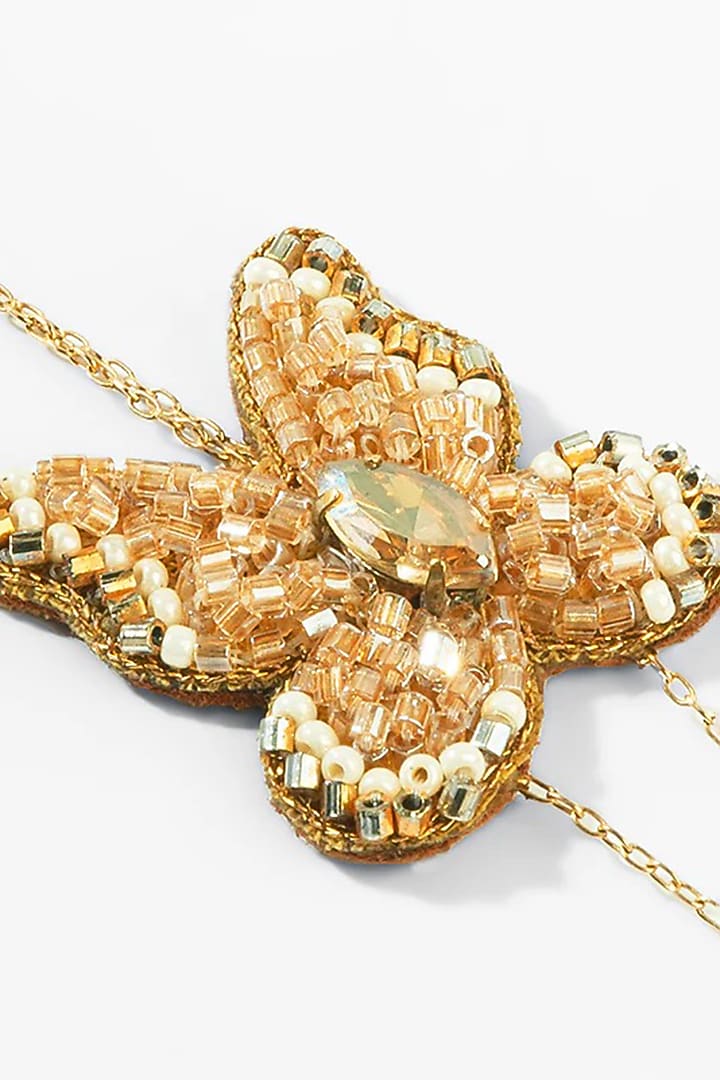 Gold Glass Beaded Hathphool by Deepa Gurnani at Pernia's Pop Up Shop
