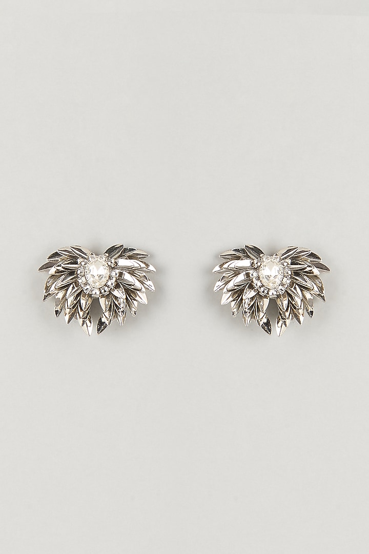 Silver Finish Stud Earrings by Deepa Gurnani at Pernia's Pop Up Shop