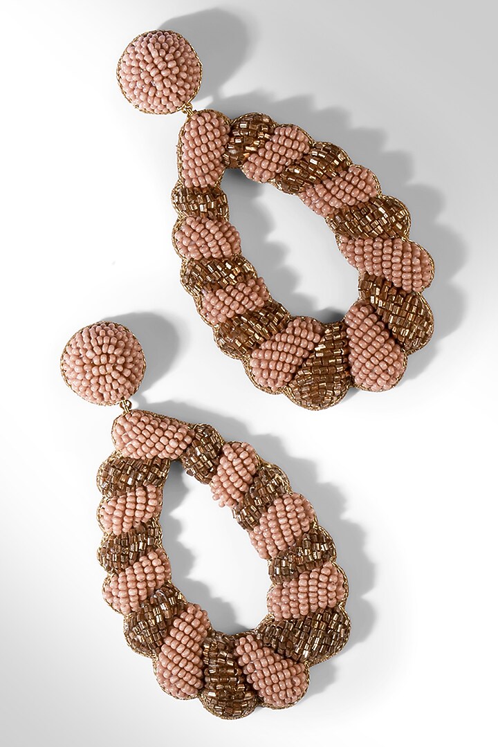 Pink Glass Beaded Dangler Earrings by Deepa Gurnani at Pernia's Pop Up Shop