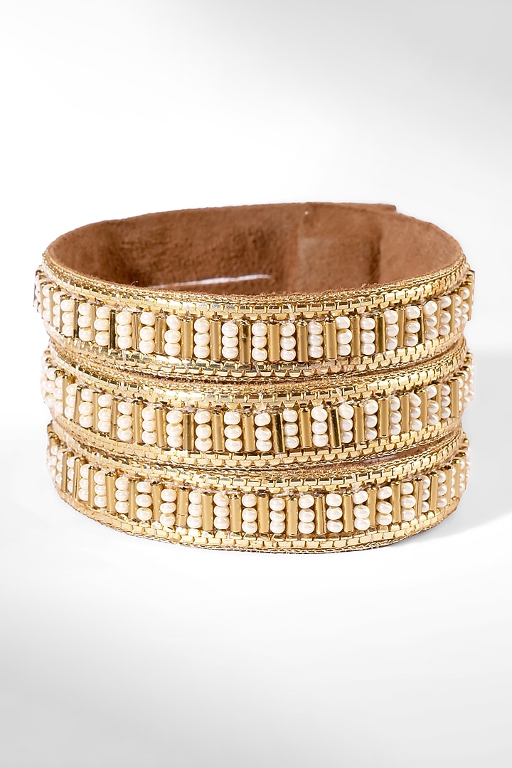 Ivory Glass Beaded Bracelet by Deepa Gurnani at Pernia's Pop Up Shop
