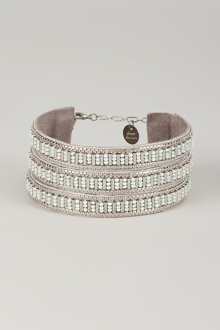 Pearl White Glass Beaded Bracelet by Deepa Gurnani at Pernia's Pop Up Shop