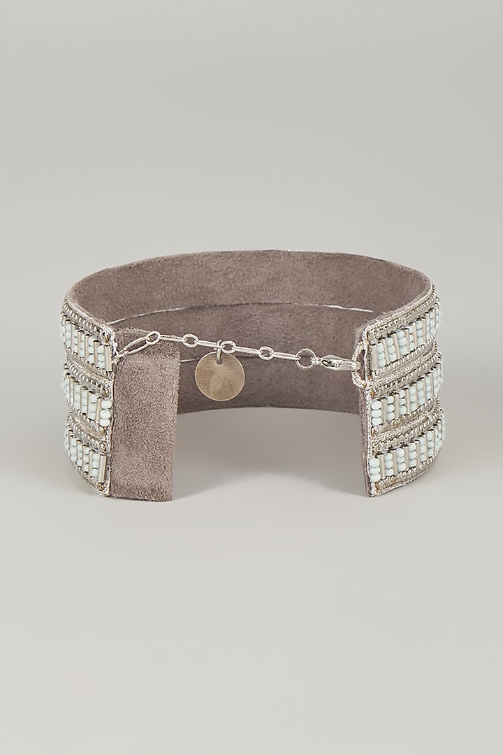 Pearl White Glass Beaded Bracelet by Deepa Gurnani at Pernia's Pop Up Shop