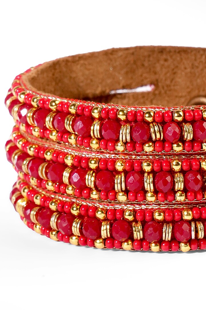 Red Glass Beaded Bracelet by Deepa Gurnani at Pernia's Pop Up Shop