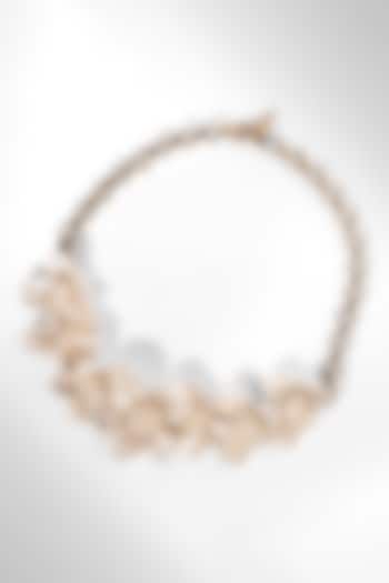 Gold Resin leaf & Nylon thread Necklace by Deepa Gurnani at Pernia's Pop Up Shop