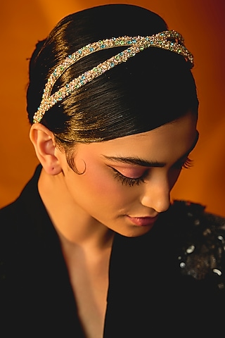 Multi-Colored Glass Beaded Hair Accessory by Deepa Gurnani
