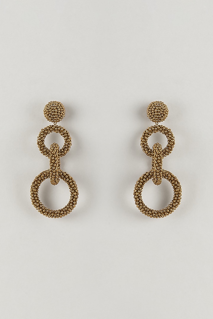 Gold Finish Gold Stone Dangler Earrings by Deepa Gurnani at Pernia's Pop Up Shop
