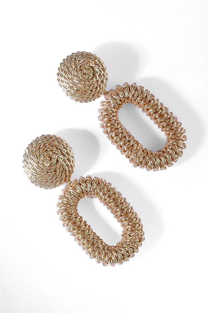Copper Metallic Thread Dangler Earrings by Deepa Gurnani at Pernia's Pop Up Shop