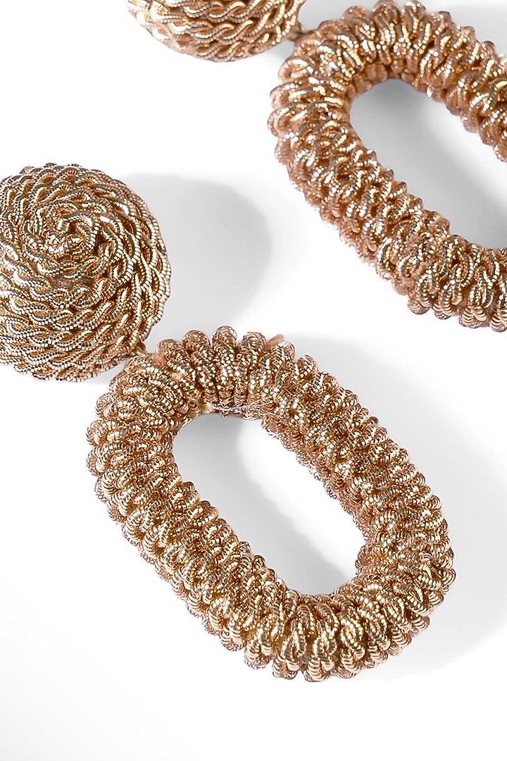 Copper Metallic Thread Dangler Earrings by Deepa Gurnani at Pernia's Pop Up Shop