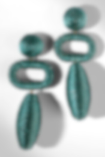 Turquoise Metallic Thread Dangler Earrings by Deepa Gurnani at Pernia's Pop Up Shop