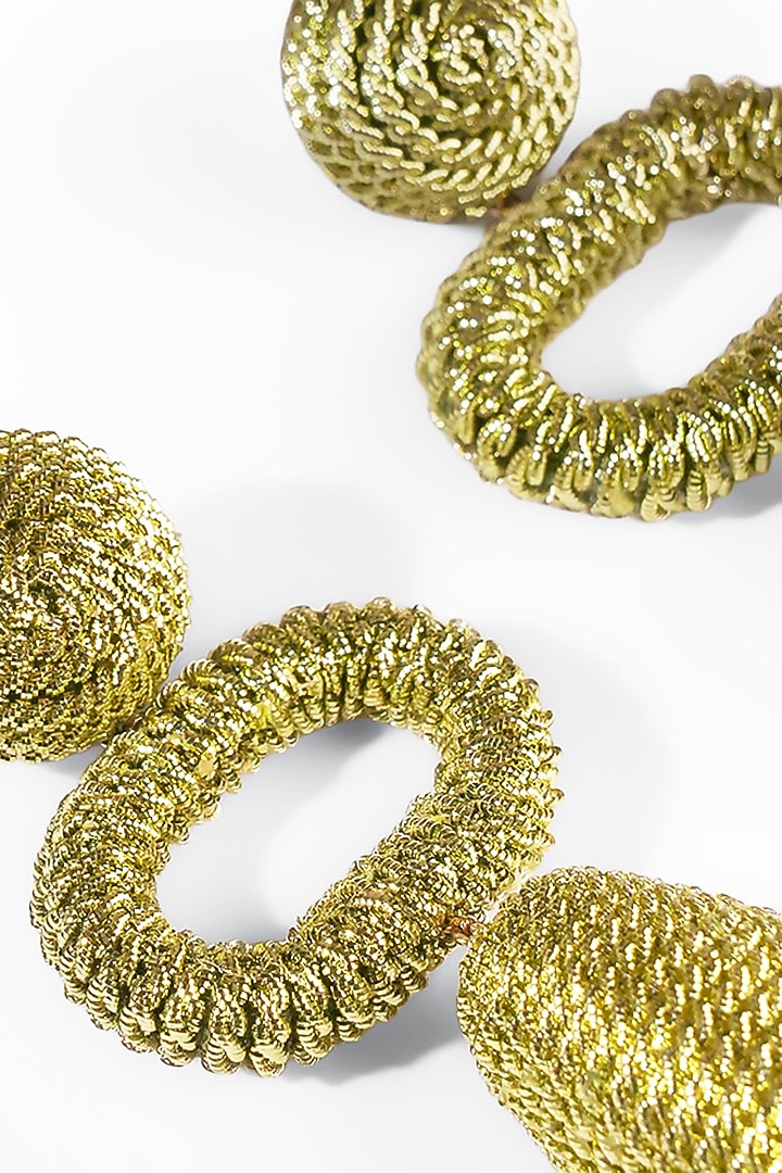 Green Metallic Thread Dangler Earrings by Deepa Gurnani at Pernia's Pop Up Shop