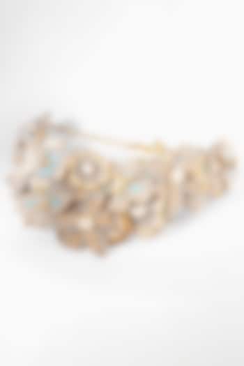 Blue Mother Of Pearl & Glass Beaded Necklace by Deepa Gurnani at Pernia's Pop Up Shop