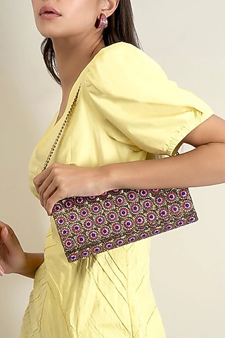 Multi-Colored Glass Beaded Bag by Deepa Gurnani