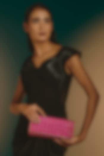 Pink Faux Leather Clutch by Deepa Gurnani at Pernia's Pop Up Shop