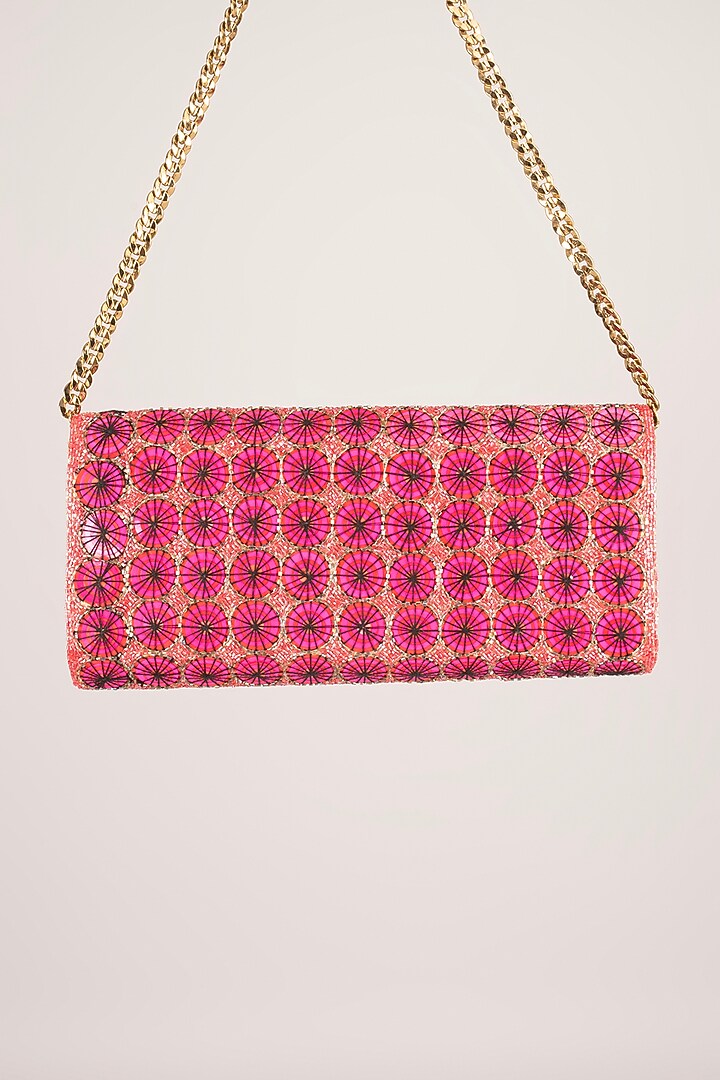 Pink Faux Leather Clutch by Deepa Gurnani at Pernia's Pop Up Shop