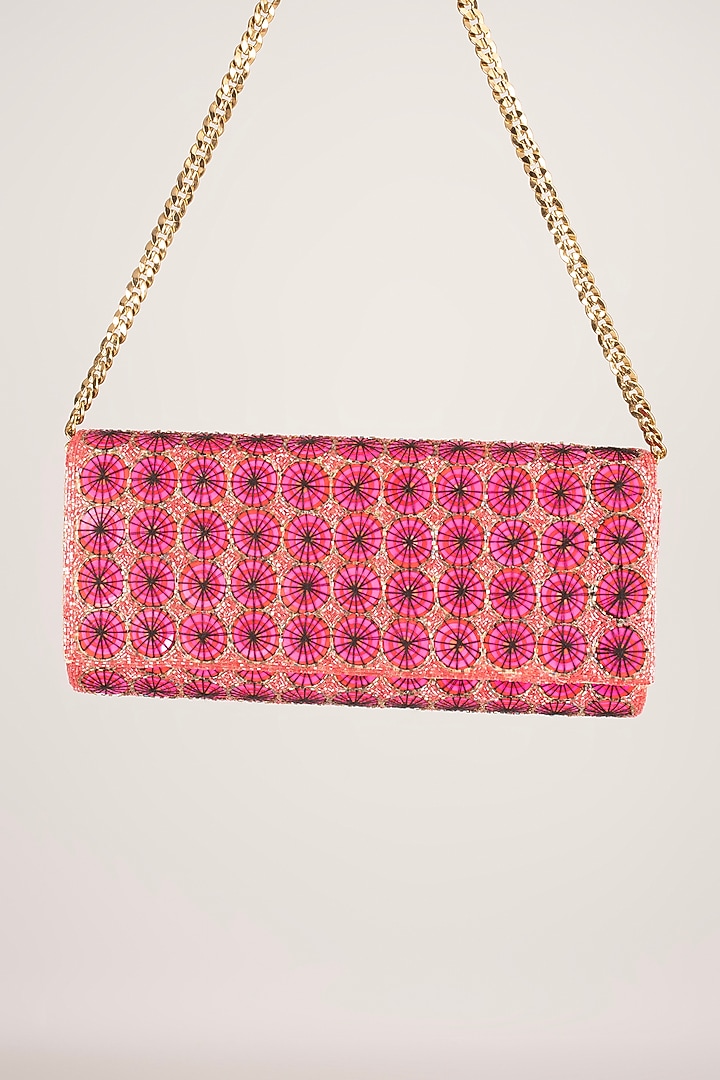Pink Faux Leather Clutch by Deepa Gurnani at Pernia's Pop Up Shop