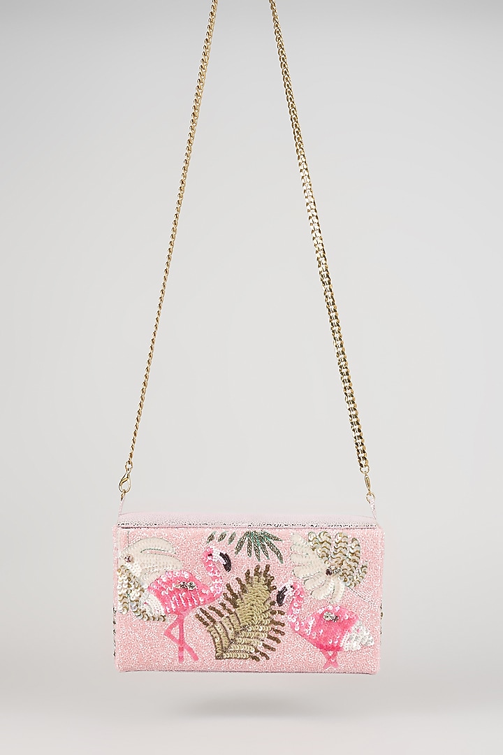 Pink Cotton Woven Glass Beaded Bag by Deepa Gurnani at Pernia's Pop Up Shop