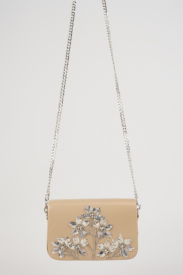 Silver Cotton Glass Beaded Bag by Deepa Gurnani at Pernia's Pop Up Shop