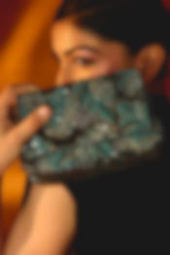 Green Cotton Woven Glass Beaded Bag by Deepa Gurnani at Pernia's Pop Up Shop