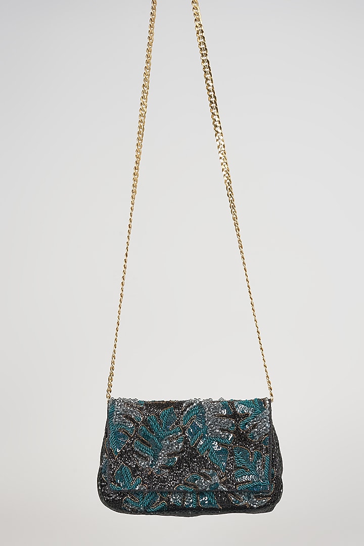 Green Cotton Woven Glass Beaded Bag by Deepa Gurnani at Pernia's Pop Up Shop