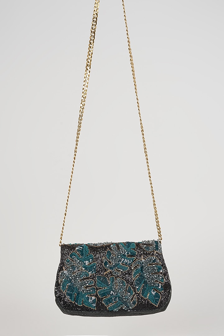 Green Cotton Woven Glass Beaded Bag by Deepa Gurnani at Pernia's Pop Up Shop