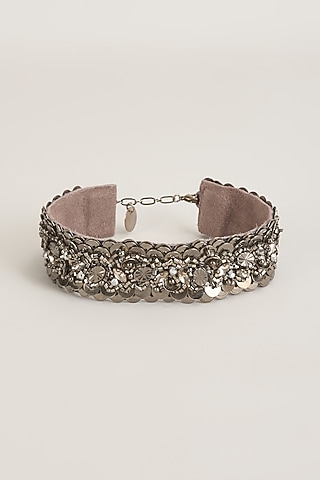 Silver Finish Bracelet by Deepa Gurnani