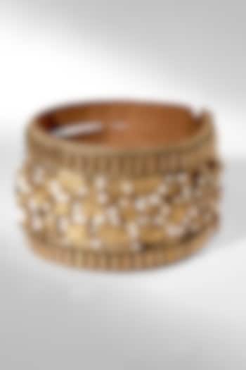 Bronze Glass Beaded & Brass Chain Bracelet by Deepa Gurnani at Pernia's Pop Up Shop