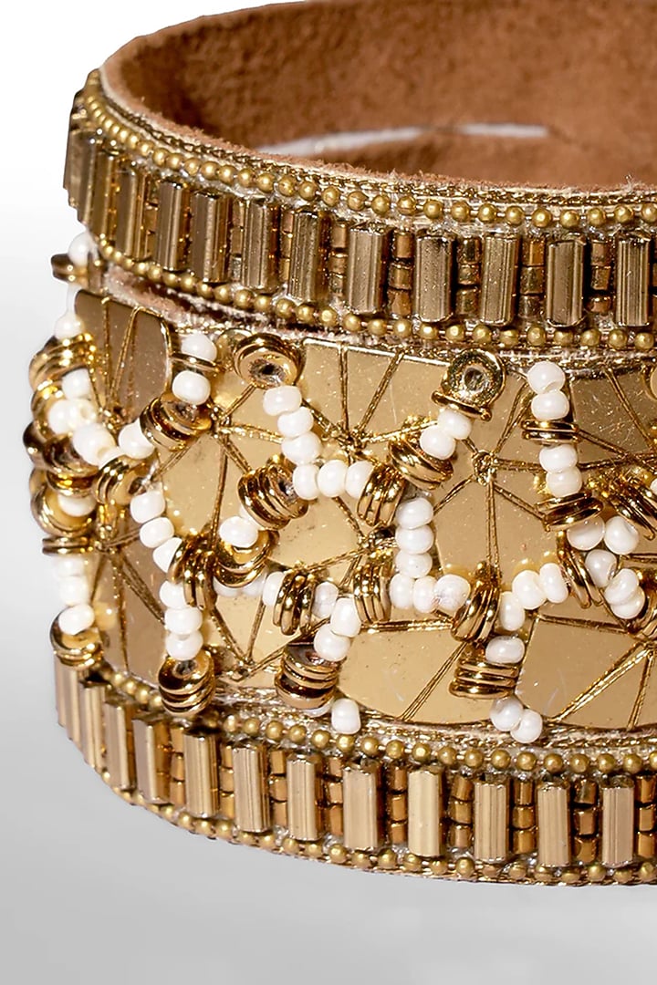 Bronze Glass Beaded & Brass Chain Bracelet by Deepa Gurnani at Pernia's Pop Up Shop