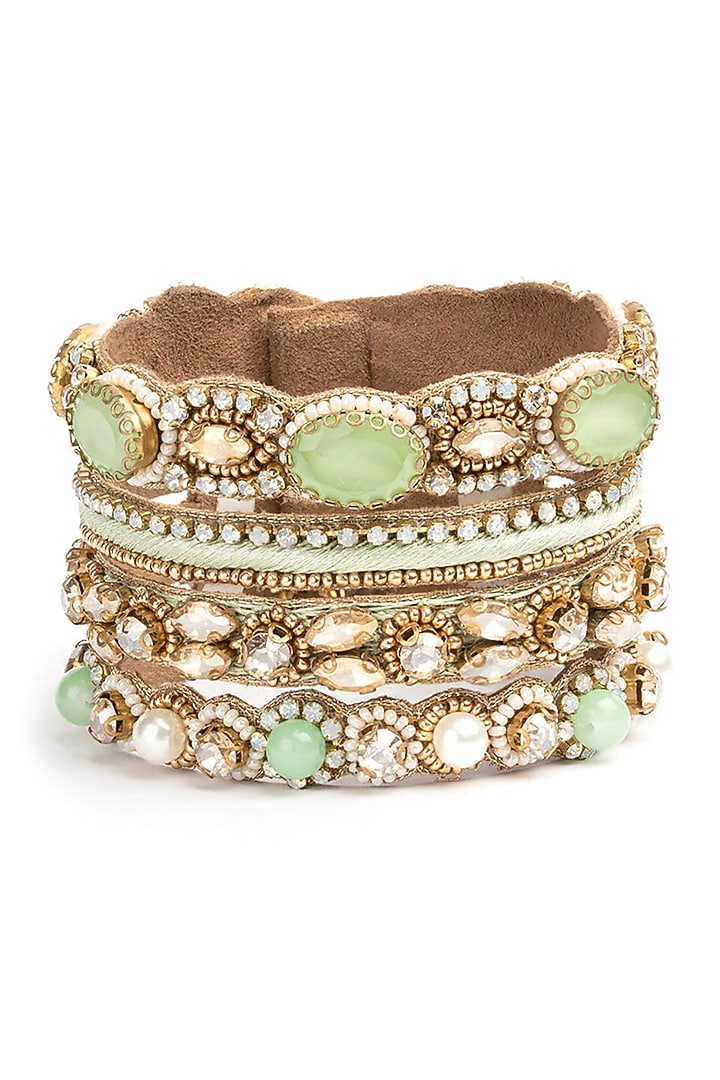 Bronze Glass Beaded & Glass Stone Bracelet by Deepa Gurnani at Pernia's Pop Up Shop