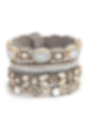 White Glass Beaded & Glass Stone Bracelet by Deepa Gurnani at Pernia's Pop Up Shop