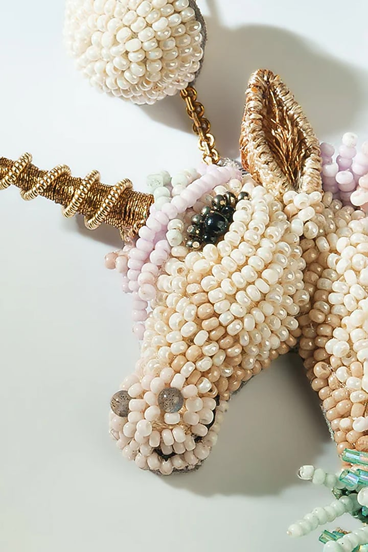Multi-Colored Glass Beaded & Metallic Thread Earrings by Deepa Gurnani at Pernia's Pop Up Shop