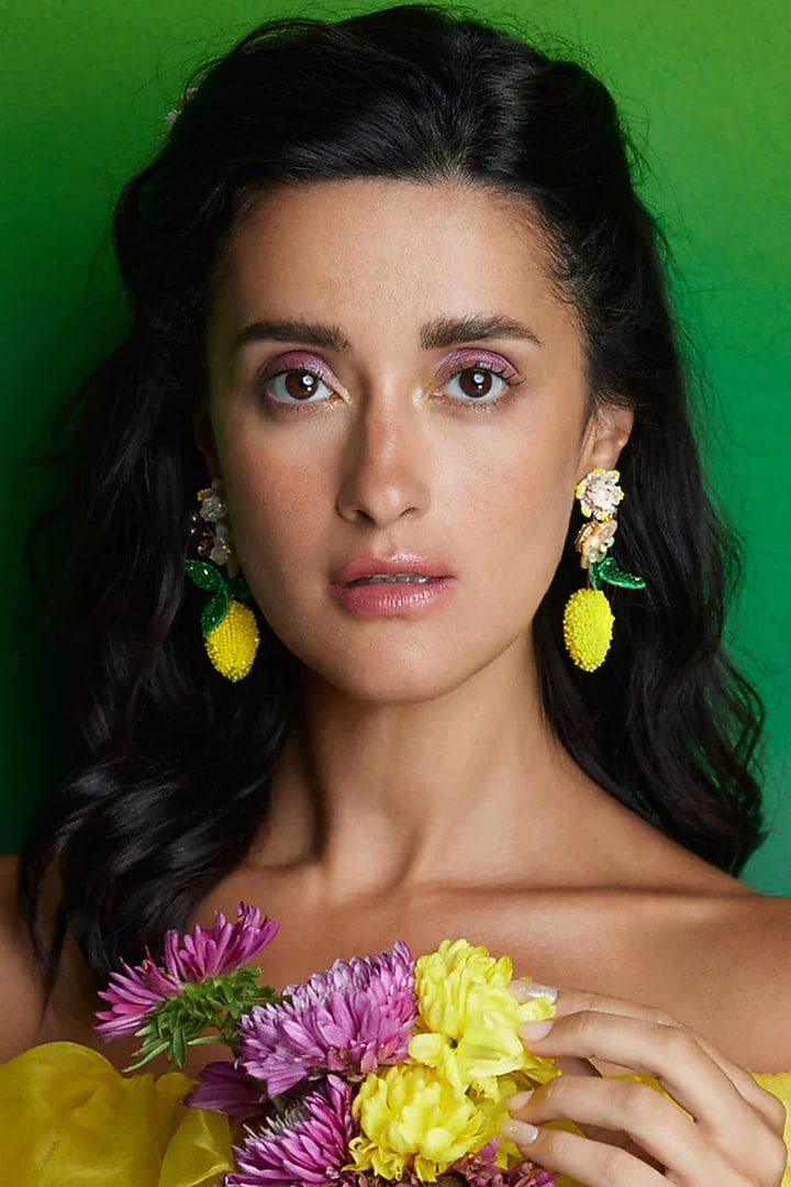 Multi-Colored Glass Beaded & Pearl Earrings by Deepa Gurnani at Pernia's Pop Up Shop