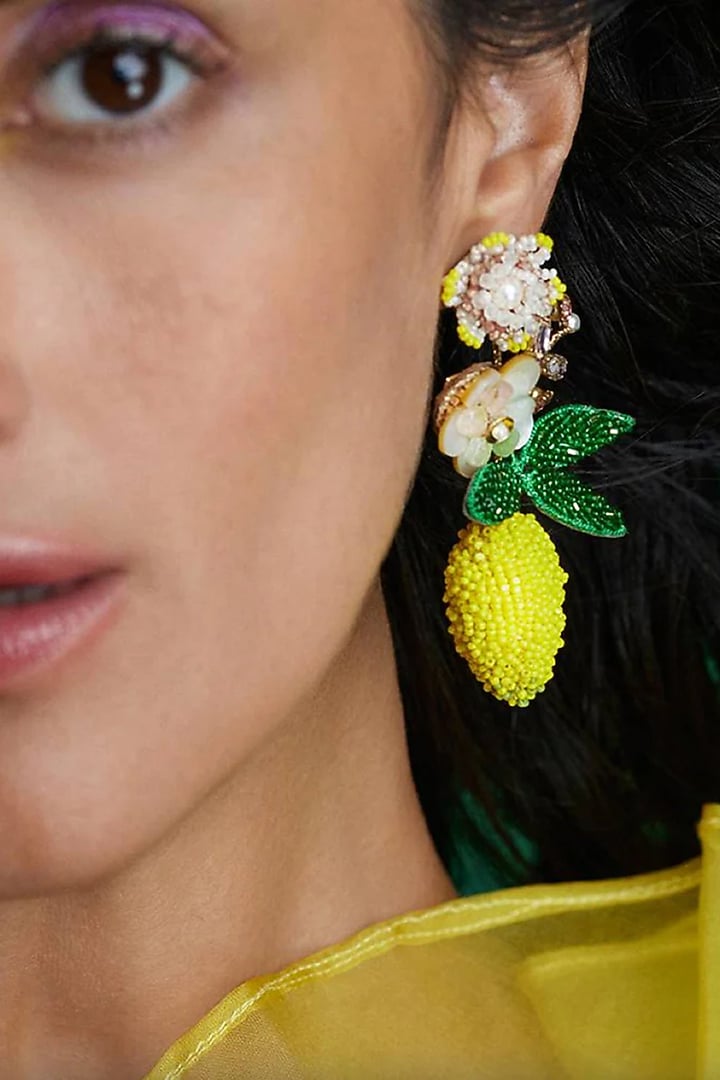 Multi-Colored Glass Beaded & Pearl Earrings by Deepa Gurnani at Pernia's Pop Up Shop