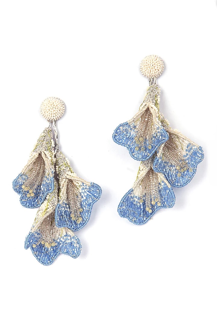 Blue Glass Beaded & Semi-Precious Stone Earrings by Deepa Gurnani at Pernia's Pop Up Shop