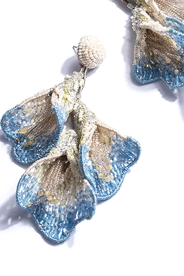 Blue Glass Beaded & Semi-Precious Stone Earrings by Deepa Gurnani at Pernia's Pop Up Shop